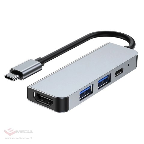 HUB Tech-Protect V2 4w1 USB-C - USB-A 3.0 / USB-A 2.0 / USB-C / HDMI - szary