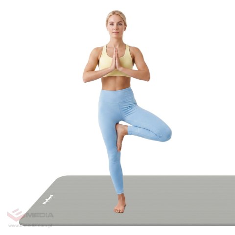 Mata gimnastyczna do ćwiczeń joga, pilates, fitness, 190x115cm, grubość 2cm, materiał NBR, szara, REBEL ACTIVE