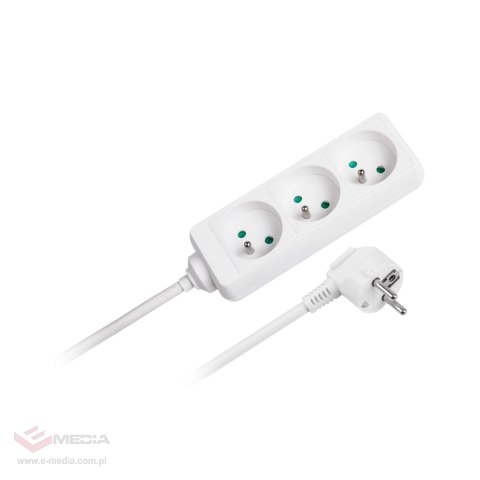 Przedłużacz 3 gniazda 5m typu francuskiego bez przełącznika (3x1,5mm) Rebel biały
