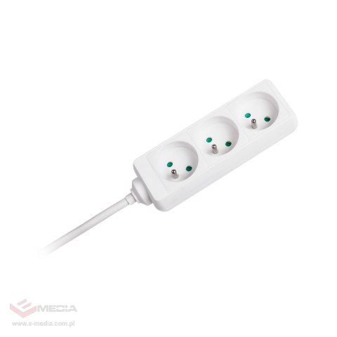 Przedłużacz 3 gniazda 5m typu francuskiego bez przełącznika (3x1,5mm) Rebel biały