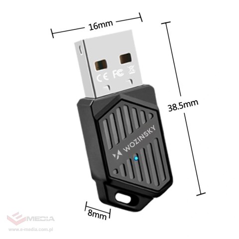 Adapter Wozinsky WAX-900 dwupasmowy USB Wi-Fi 6 z Bluetooth 5.4 - czarny