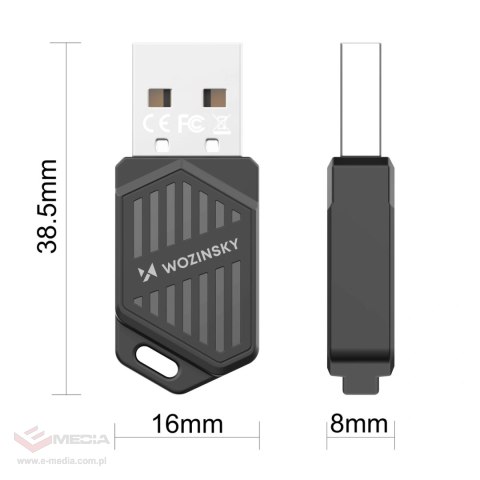 Adapter Wozinsky WAX-900 dwupasmowy USB Wi-Fi 6 z Bluetooth 5.4 - czarny