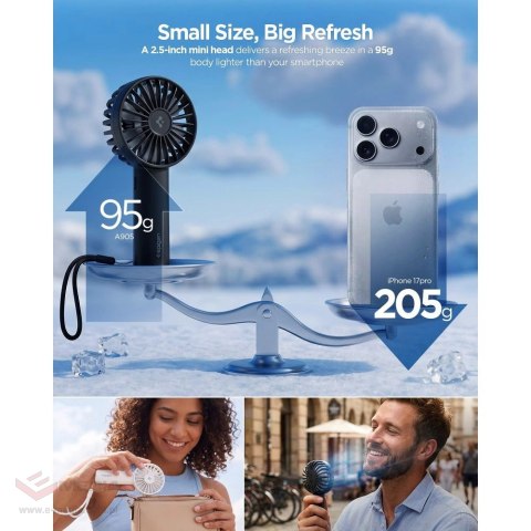 Mini wentylator Spigen A905 Mini Portable Handheld Fan - czarny