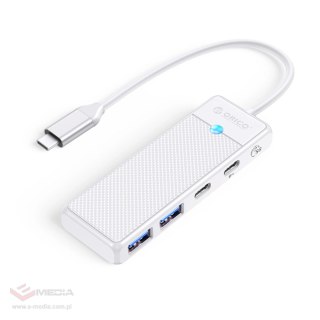 Hub USB Orico PAPW2AC-C3 4-portowy 2x USB-A 3.0 1x USB-C 3.0 z ładowaniem USB-C PD 100 W 0,15 m - biały
