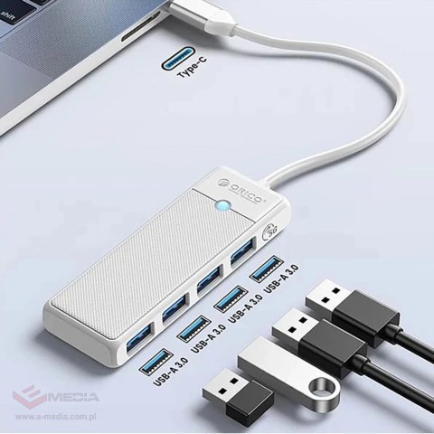 Hub USB Orico PAPW4A-C3 4-portowy 4x USB-A 3.0 0.15 m - biały