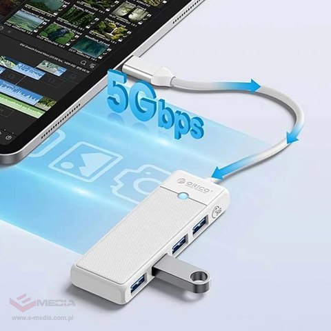 Hub USB Orico PAPW4A-C3 4-portowy 4x USB-A 3.0 0.15 m - biały