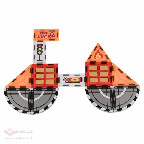 Klocki magnetyczne konstrukcyjne 3D straż pożarna 2 samochody 92 elementy