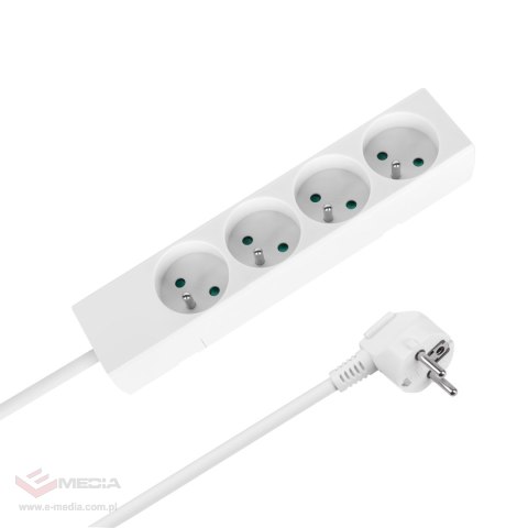 Przedłużacz 4 gniazda 2m typu francuskiego bez przełącznika (3x1,5mm) Rebel biały