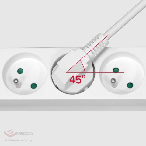 Przedłużacz 4 gniazda 2m typu francuskiego bez przełącznika (3x1,5mm) Rebel biały