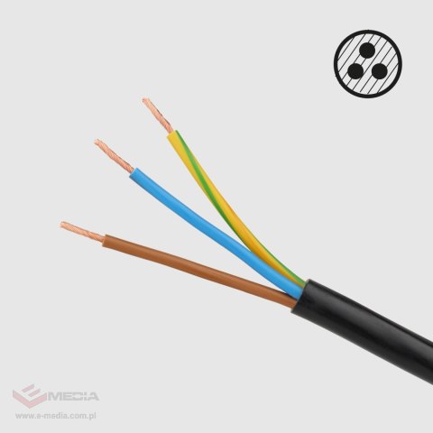 Przedłużacz 4 gniazda 2m typu francuskiego z przełącznikiem (3x1,5mm) Rebel czarny
