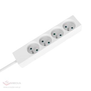 Przedłużacz 4 gniazda 3m typu francuskiego bez przełącznika (3x1,5mm) Rebel biały