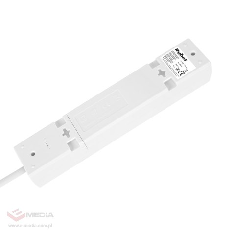 Przedłużacz 4 gniazda 3m typu francuskiego z przełącznikiem (3x1,5mm) Rebel biały
