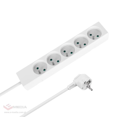 Przedłużacz 5 gniazd 2m typu francuskiego bez przełącznika (3x1,5mm) Rebel biały