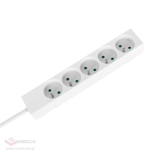 Przedłużacz 5 gniazd 2m typu francuskiego bez przełącznika (3x1,5mm) Rebel biały