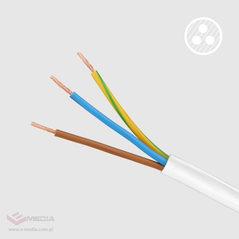 Przedłużacz 5 gniazd 2m typu francuskiego z przełącznikiem (3x1,5mm) Rebel biały