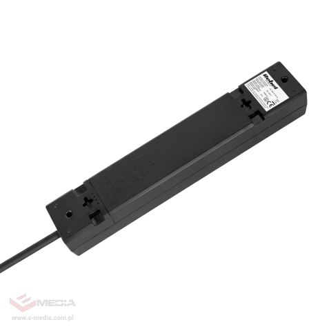 Przedłużacz 5 gniazd 5m typu francuskiego bez przełącznika (3x1,5mm) Rebel czarny