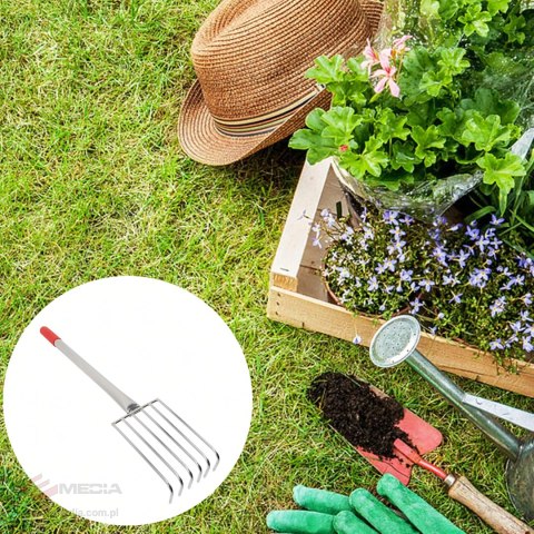 Grabki Ogrodowe Ogrodnicze Metalowe Pazurki do Grabienia Spulchniania 6 Zębne 56 cm