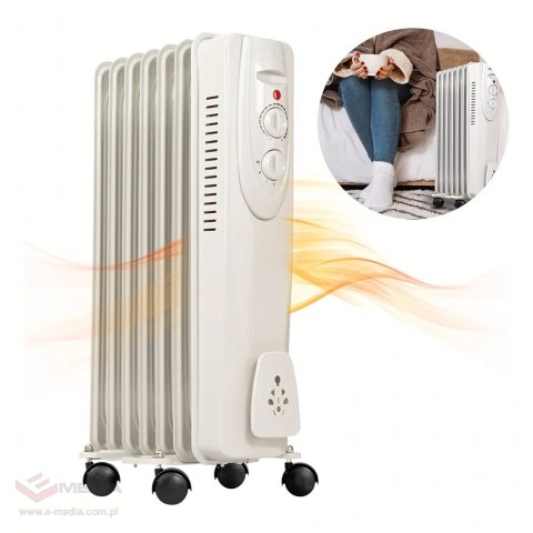 Grzejnik Olejowy Elektryczny Termostat Energooszczędny 1500W 7 Żebrowy Duży