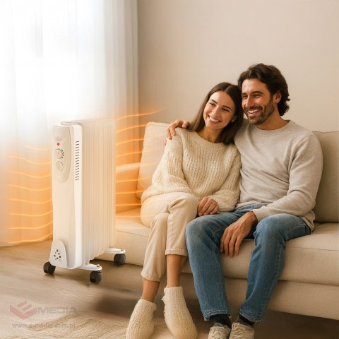 Grzejnik Olejowy Elektryczny Termostat Energooszczędny 1500W 7 Żebrowy Duży