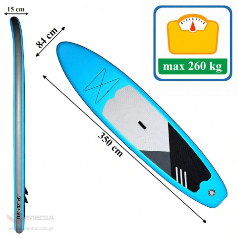 24x Deska Sup Paddle Board do Pływania Pompowana Standu Up + Akcesoria 350 cm