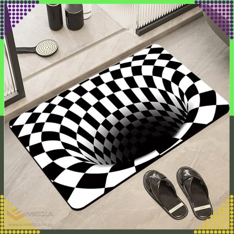 Chodnik Dywanik Mata Wycieraczka z Efektem 3D Iluzja Biała Dziura 50x80cm