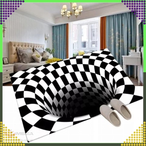 Chodnik Dywanik Mata Wycieraczka z Efektem 3D Iluzja Biała Dziura 50x80cm