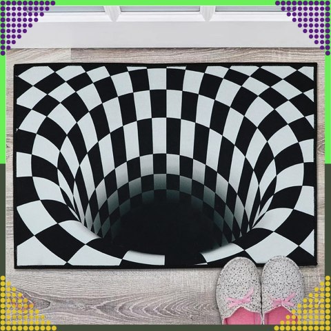 Chodnik Dywanik Mata Wycieraczka z Efektem 3D Iluzja Biała Dziura 60x90 CM