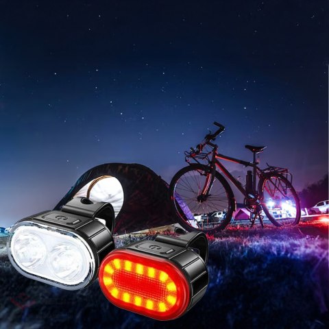 Lampka Rowerowa Światło Przód Tył Led Na Rower Kierownicę Mocna Usb 2szt.