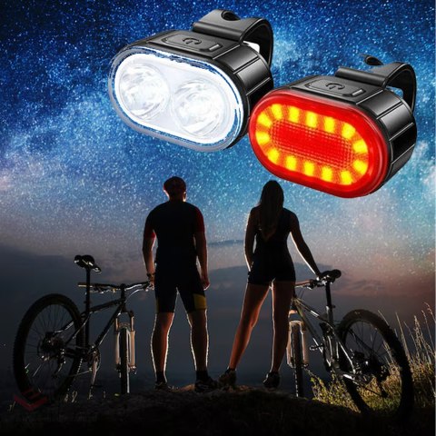 Lampka Rowerowa Światło Przód Tył Led Na Rower Kierownicę Mocna Usb 2szt.