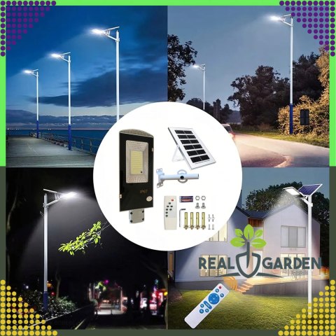 Latarnia Ogrodowa Lampa Solarna na Słup Mocna 200W Panel Uliczna 247 Led