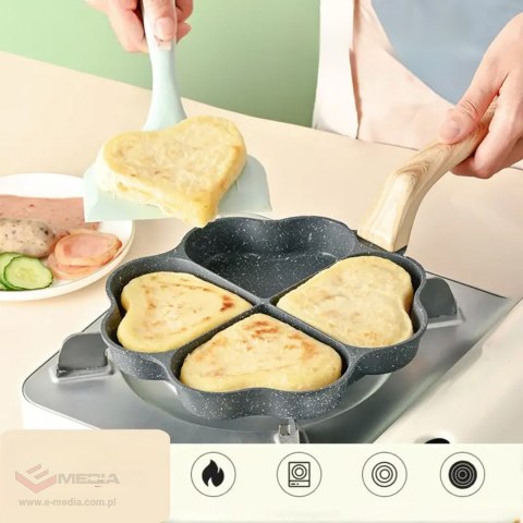 Patelnia do Smażenia Jajek Racuchów Pancakes Placków Indukcja Serduszka