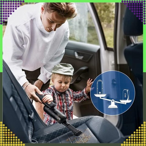 Ręczny Odkurzacz Samochodowy Bezprzewodowy do Auta Domu 2w1 Dmuchawa Led