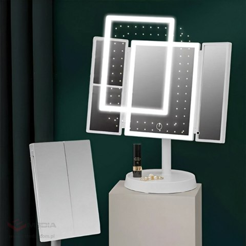 Lusterko Kosmetyczne Podświetlane Led Rozkładane Lustro do Makijażu x3