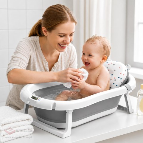 75 x Wanienka Składana dla Dziecka Niemowląt Wanna z Termometrem LCD Poduszka
