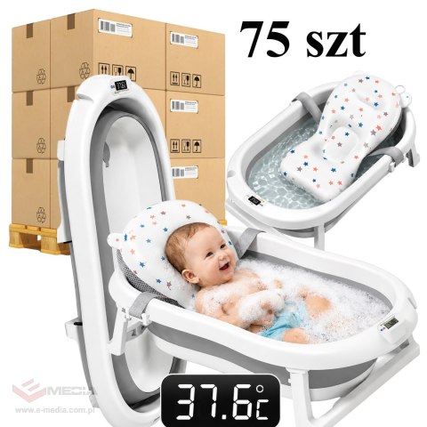 75 x Wanienka Składana dla Dziecka Niemowląt Wanna z Termometrem LCD Poduszka