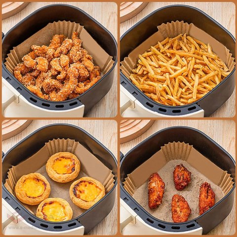 Wkład Air Fryer Papier Wkłady Papierowe do Frytkownicy Betłuszczowej 16x16cm 34g 100szt.