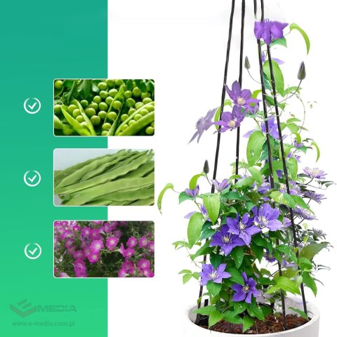 12x Podpora Pergola Ogrodowa Tarasowa na KWiaty Stojak Metalowy Roślin 150 cm