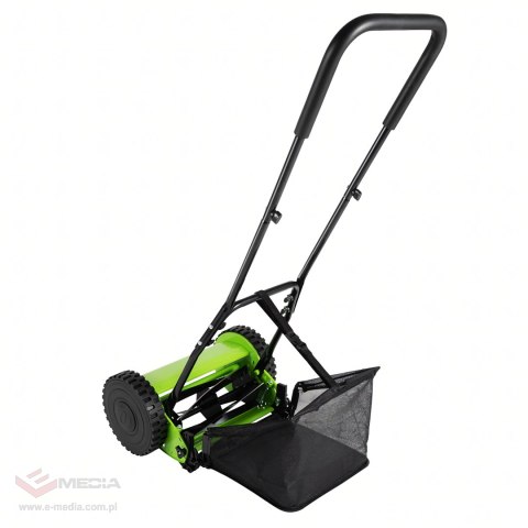 32x Kosiarka Ręczna Bębnowa Mechaniczna Wrzecionowa Pchana Z Koszem 16" 40 cm