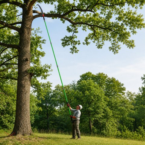 Piła Ręczna do Gałęzi Ogrodu Modułowa Teleskopowa z Hakiem Dwa Ostrza 1-8m