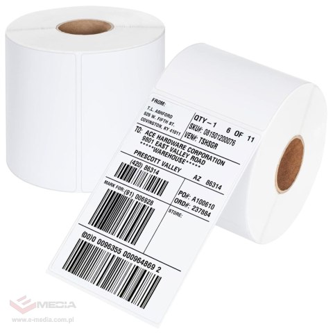 Karton 24 Rolek Etykiety Termiczne Samoprzylepne Białe 100x150 500 szt Perforacja Rolka