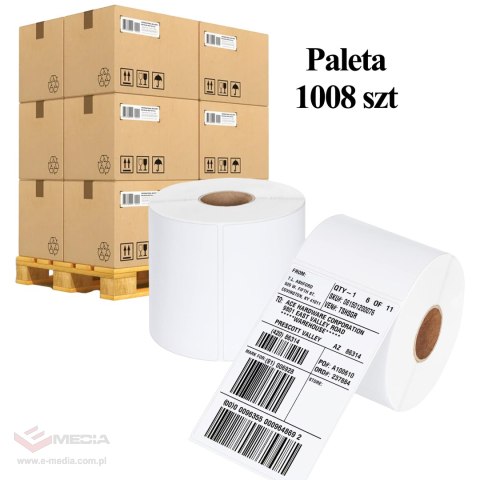 Paleta 1008 szt Rolek Etykiety Samoprzylepne Białe 100x150 mm Perforacja Rolka