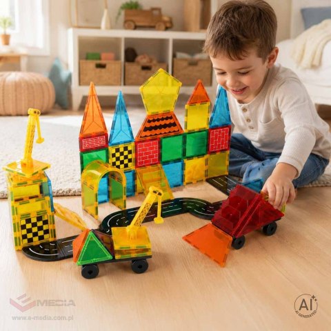 Klocki magnetyczne konstrukcyjne 3D budowa 90 elementów