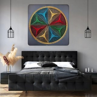 Zestaw Kreatywny Do String Art Przeplatanka Obraz z Nici Ramka 30x30 cm