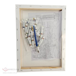 MALOWANIE PO NUMERACH OBRAZ Z RAMĄ DIY ZESTAW PĘDZLE FARBY PŁÓTNO 40x50