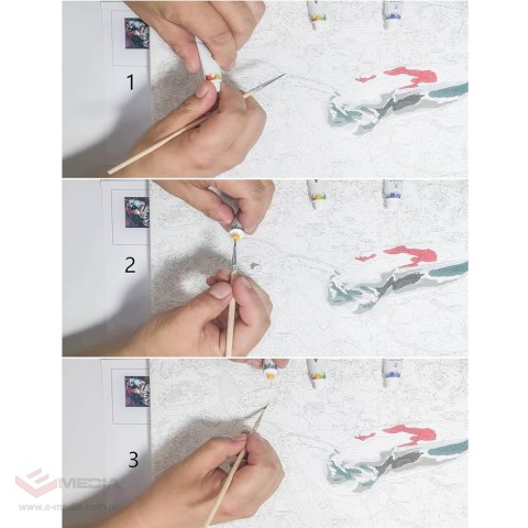 MALOWANIE PO NUMERACH OBRAZ Z RAMĄ DIY ZESTAW PĘDZLE FARBY PŁÓTNO 40x50