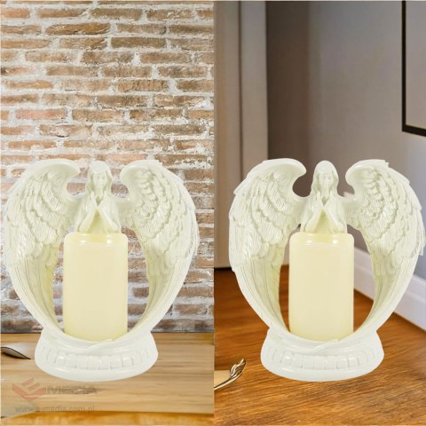 Figurka Dekoracyjna Świecznik Świeca Ozdoba Anioł Aniołek Led Święta Ogród 16cm