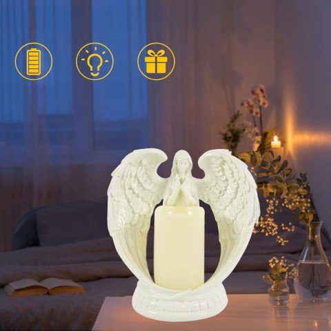 Figurka Dekoracyjna Świecznik Świeca Ozdoba Anioł Aniołek Led Święta Ogród 16cm