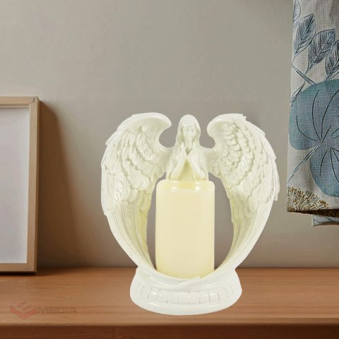 Figurka Dekoracyjna Świecznik Świeca Ozdoba Anioł Aniołek Led Święta Ogród 21cm