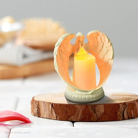 Figurka Dekoracyjna Świecznik Świeca Ozdoba Anioł Aniołek Led Święta Ogród 21cm