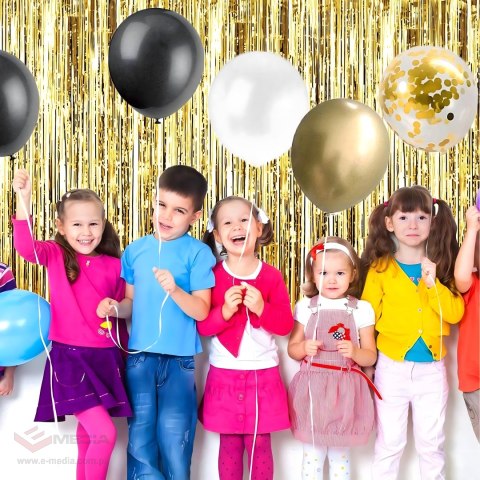 Zestaw Balonów Dekoracji Balony Na 40 Urodziny Kurtyna Ścianka Czarny Złoty